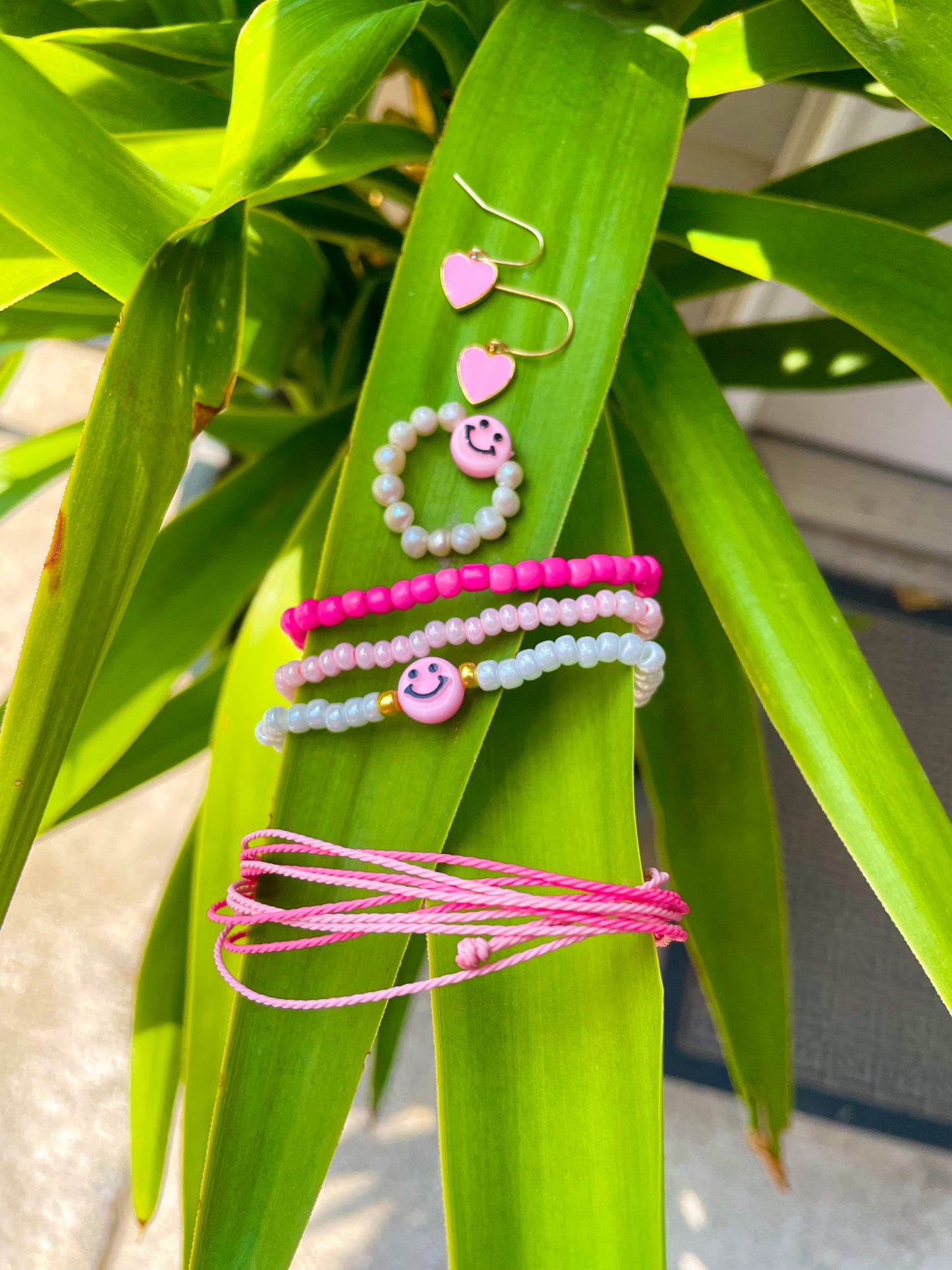 Pink paradise bracelet stack