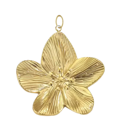 Large Gold Textured Hibiscus Flower Charm