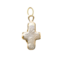 Dainty Pearl Cross Charm