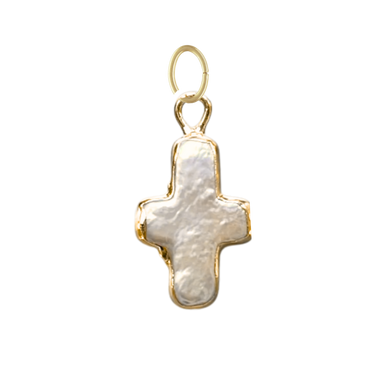 Dainty Pearl Cross Charm