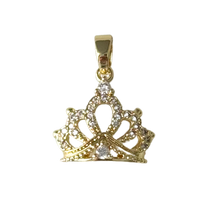 Gold CZ Gem Crown Pendant