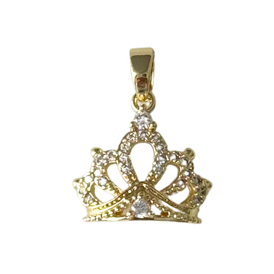 Gold CZ Gem Crown Pendant