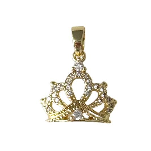 Gold CZ Gem Crown Pendant