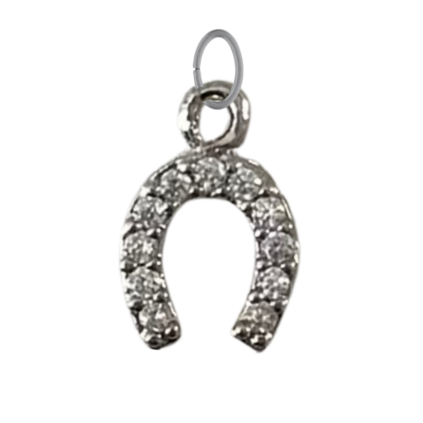 Dainty Silver CZ Gem Horseshoe Charm