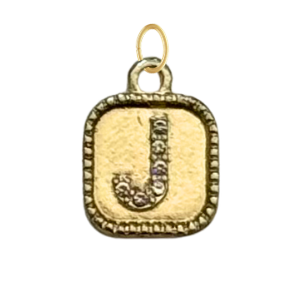 Gold CZ Gem Initial Charm