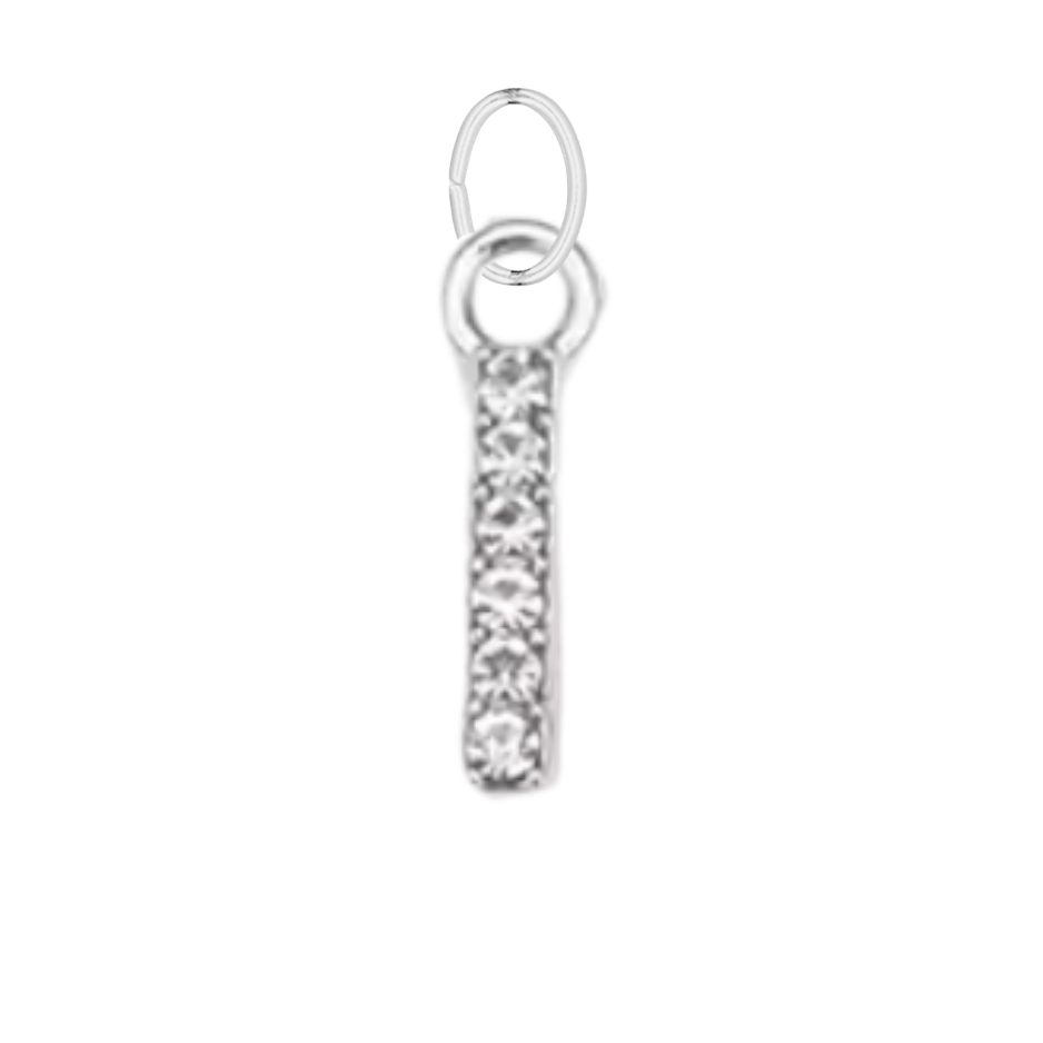 Small Silver CZ Gem Initial