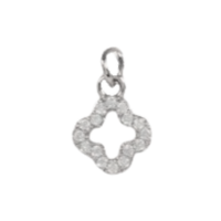 Tiny Silver CZ Gem Clover Charm