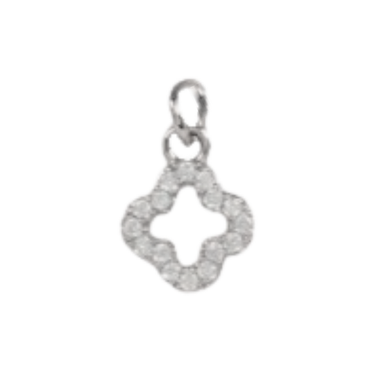 Tiny Silver CZ Gem Clover Charm