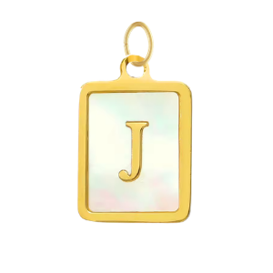 Mother of Pearl Square Initial Charm