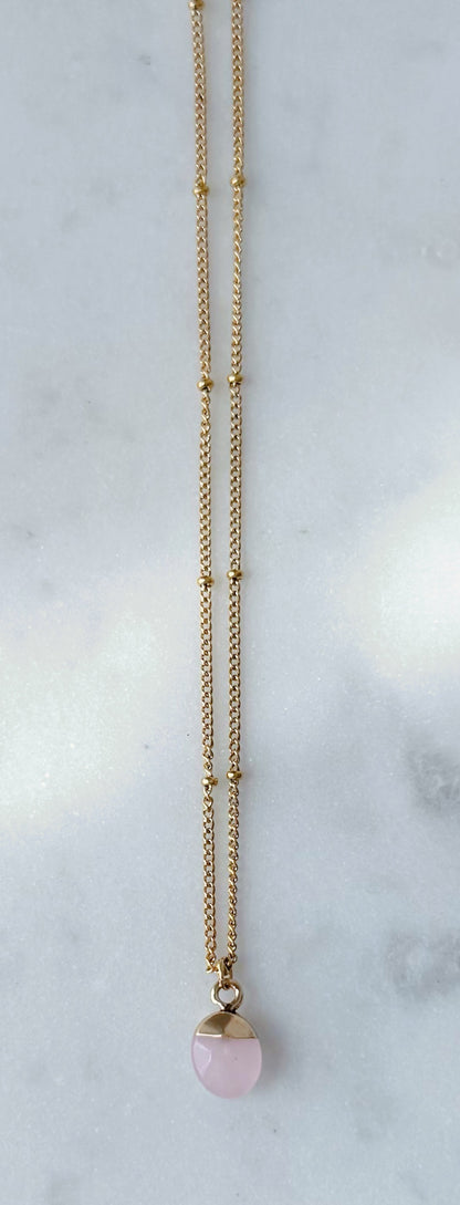 Dainty Rose Quartz Pendant Necklace