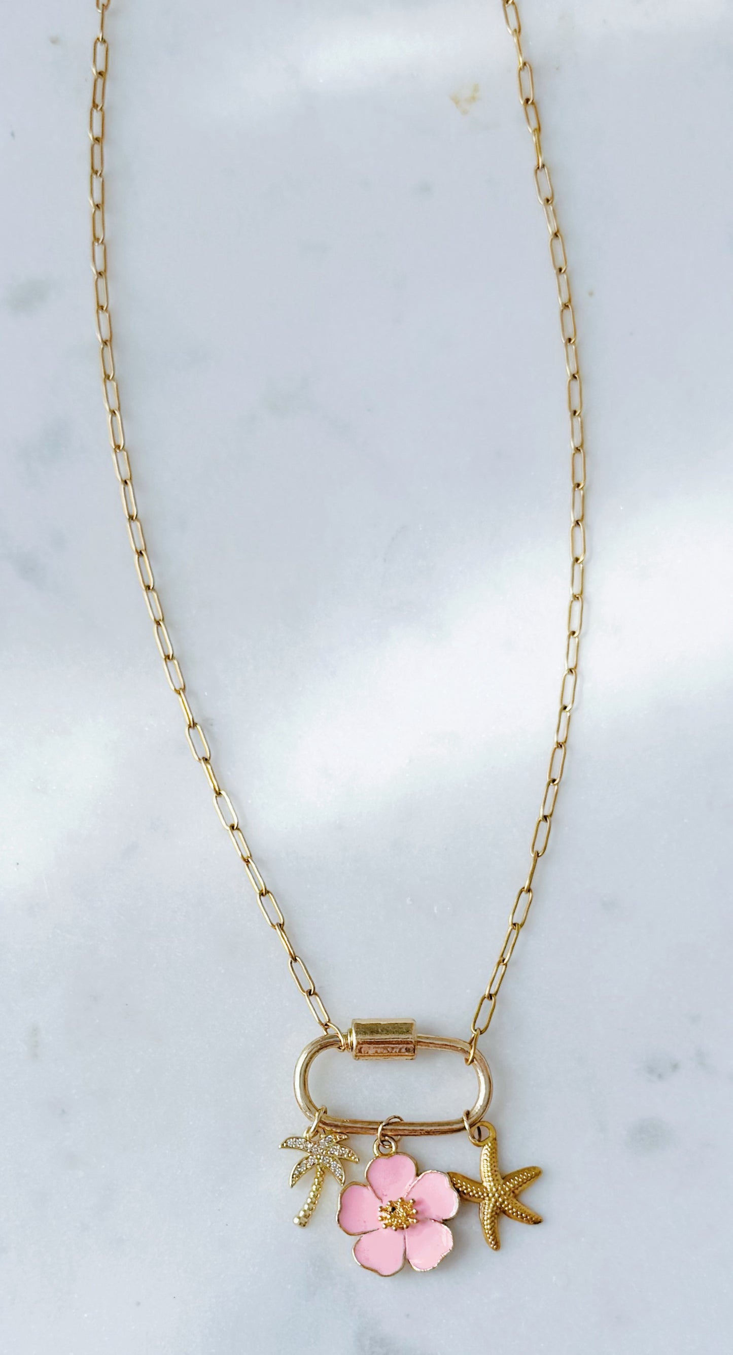 Pink Paradise Carabiner Necklace