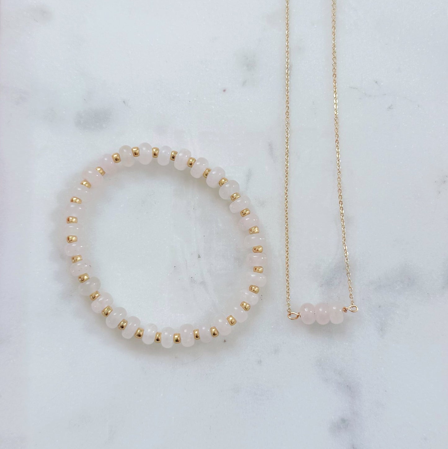 Rose Quartz Necklace & Bracelet Gift Set