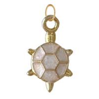 Dainty Pearl White Turtle Charm
