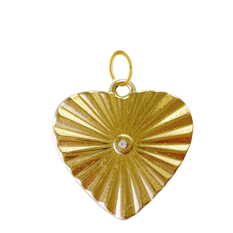 Golden Heart with CZ Gem Charm