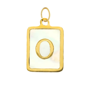 Mother of Pearl Square Initial Charm