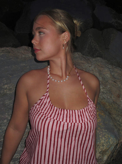Isla Pearl and Paperclip Half & Half Necklace