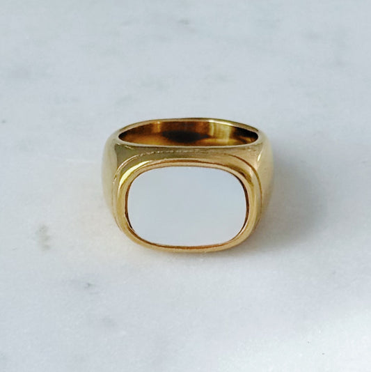 Chunky Gold Mother of Pearl Ring