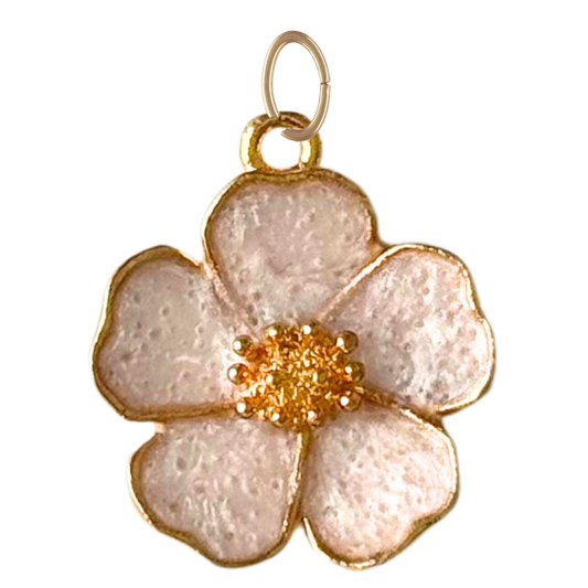 Pearl White Enamel Hibiscus Flower Charm