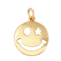 Large Gold Wink Smiley Face Charm