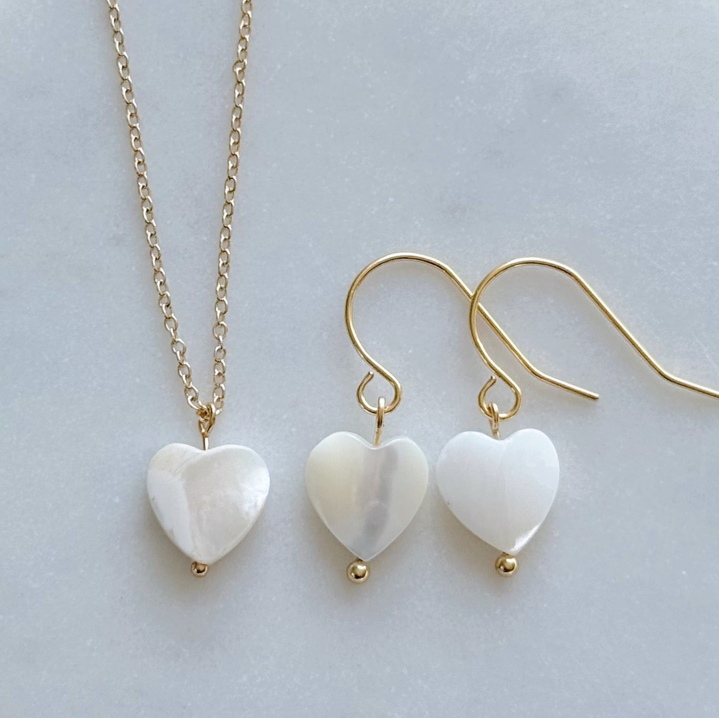 Shell Heart necklace and earring gift set