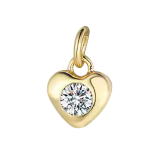 Dainty Gold Heart with CZ Gem Charm
