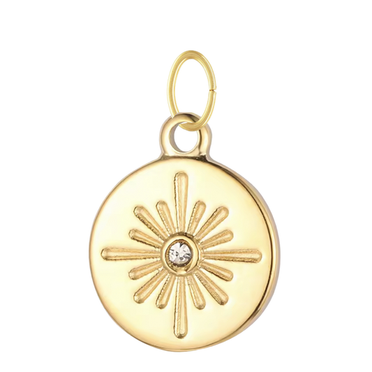 Round Gold North Star Charm