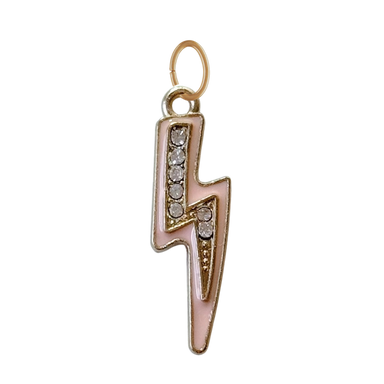 Large Enamel Lightning Bolt Pendant: Light Pink