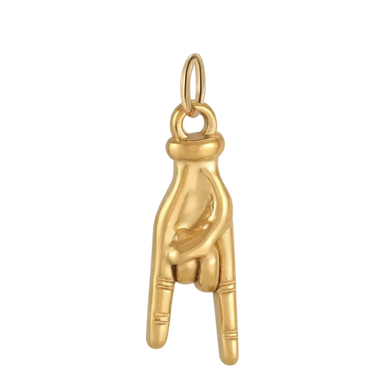 Gold Rock On Hand Charm
