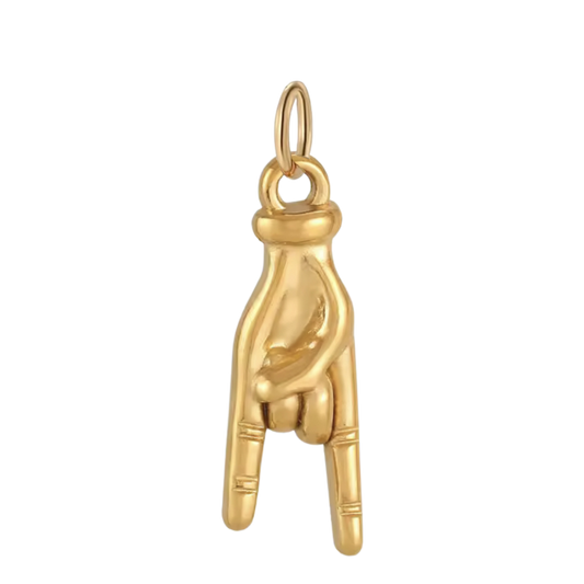 Gold Rock On Hand Charm