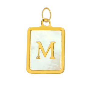 Mother of Pearl Square Initial Charm