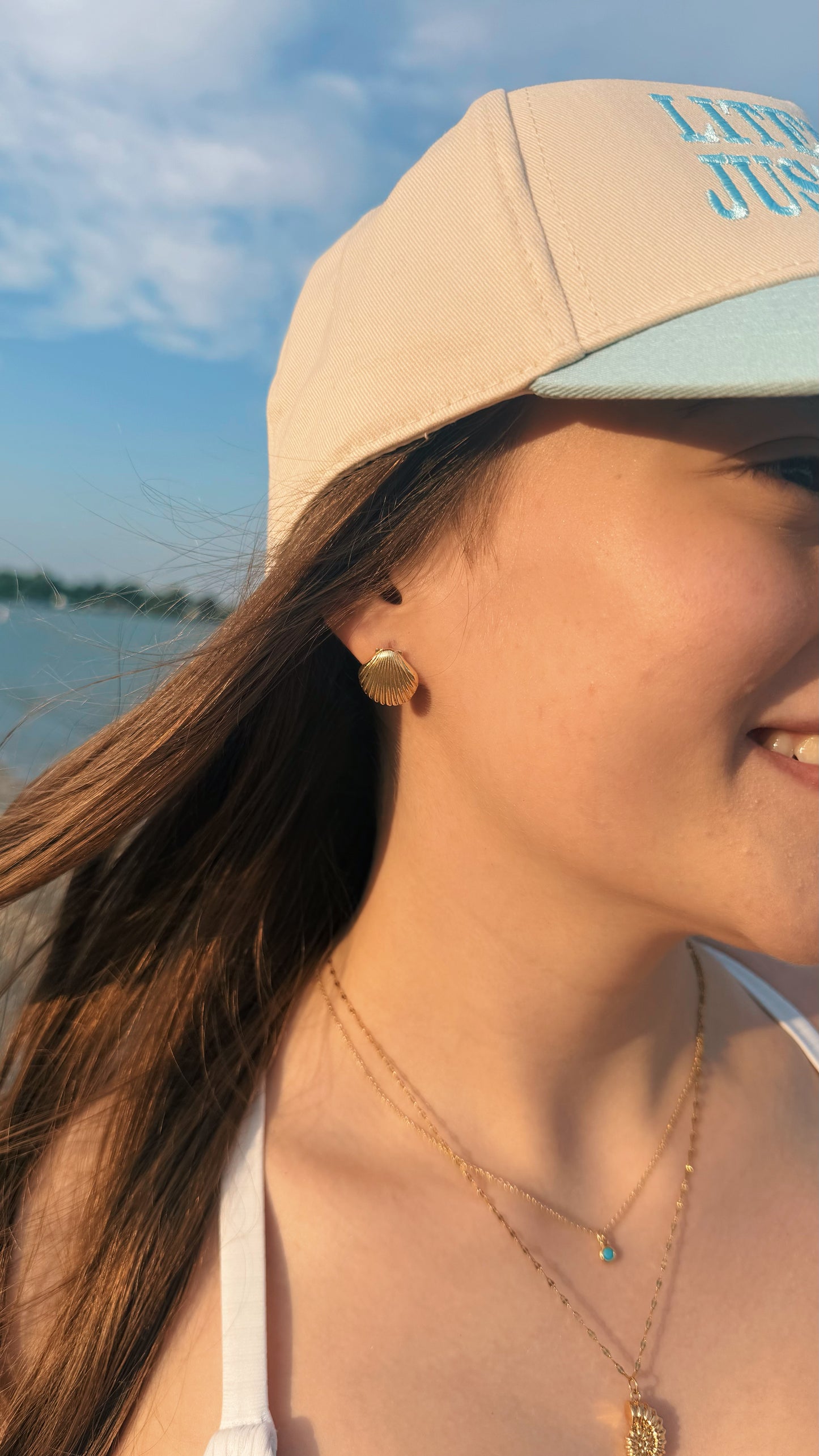 Gold Seashell Stud Earrings