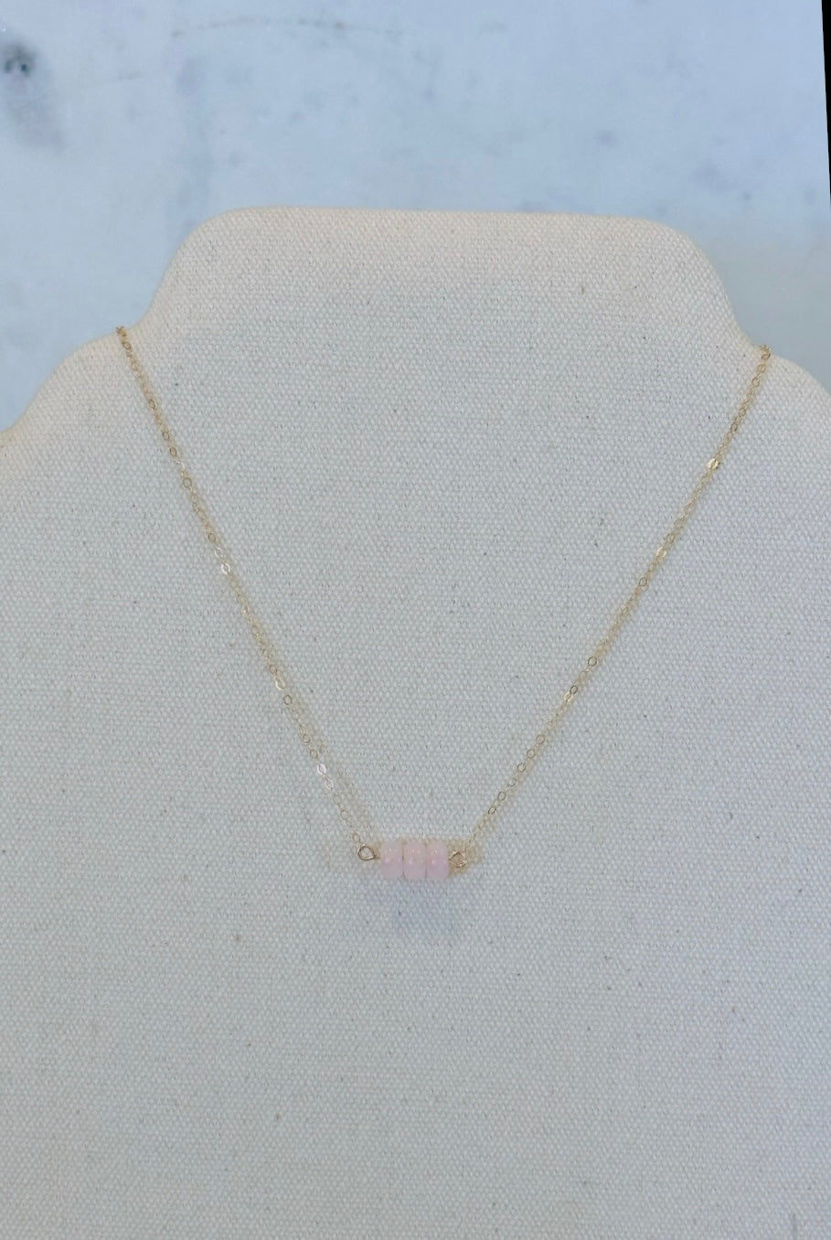 Rose quartz necklace and ring gift set