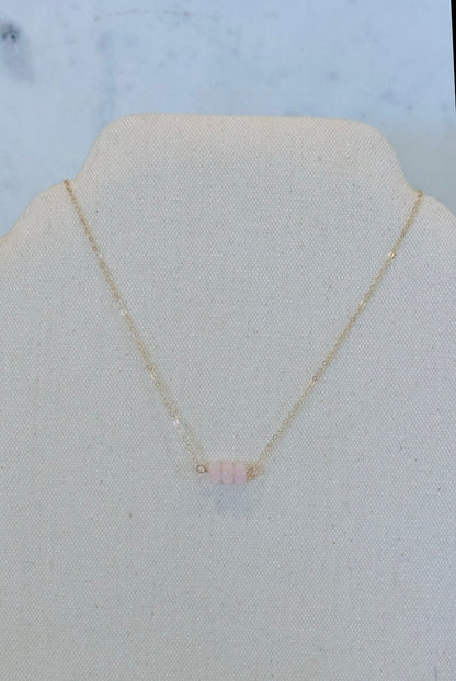 Rose quartz necklace and ring gift set