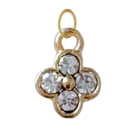 Tiny Gold CZ Gem Clover Charm
