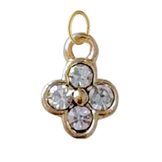 Tiny Gold CZ Gem Clover Charm