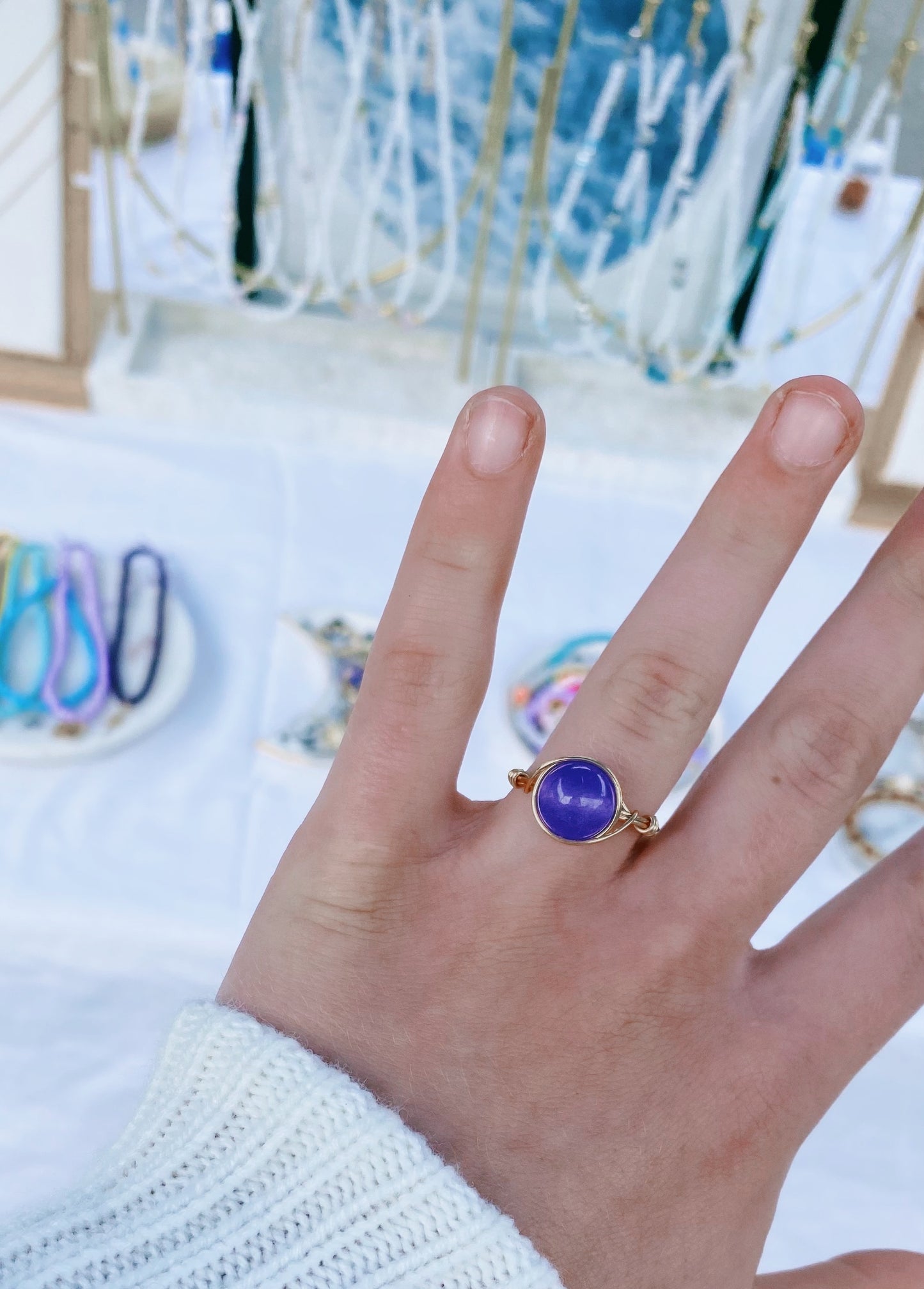 Lavender quartz wire wrapped ring