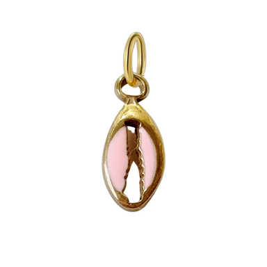Small Gold Light Pink Enamel Seashell Charm