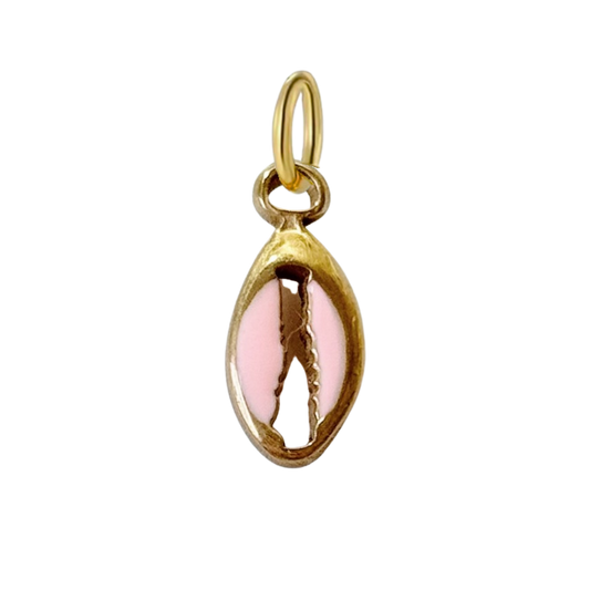Small Gold Light Pink Enamel Seashell Charm