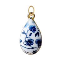 Blue Floral Teardrop Charm
