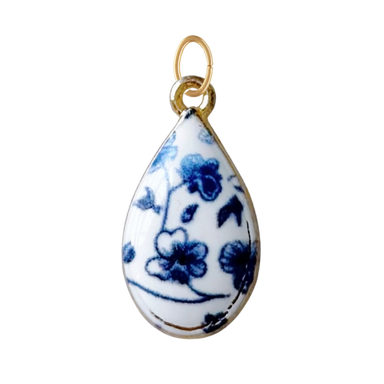 Blue Floral Teardrop Charm