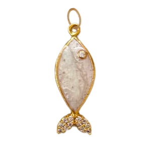 Pearl White CZ Gem Fish Charm