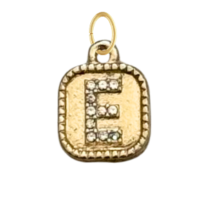 Gold CZ Gem Initial Charm