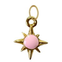 Gold North Star Charm: Light Pink Enamel