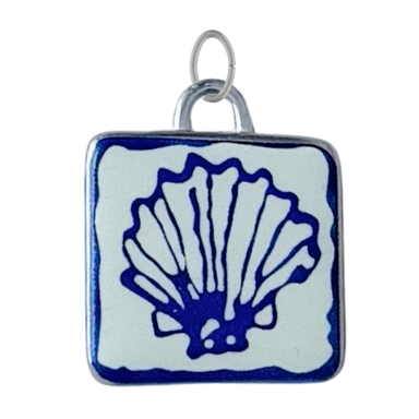 Silver Seashell Tile Charm