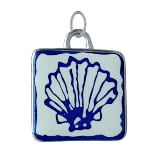 Silver Seashell Tile Charm