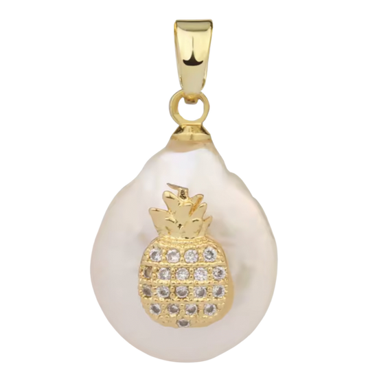 Freshwater Pearl with CZ Gem Pineapple Pendant