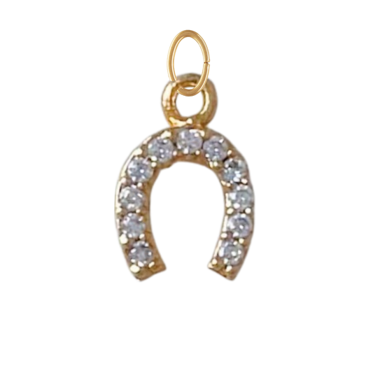 Dainty CZ Gem Horseshoe Charm
