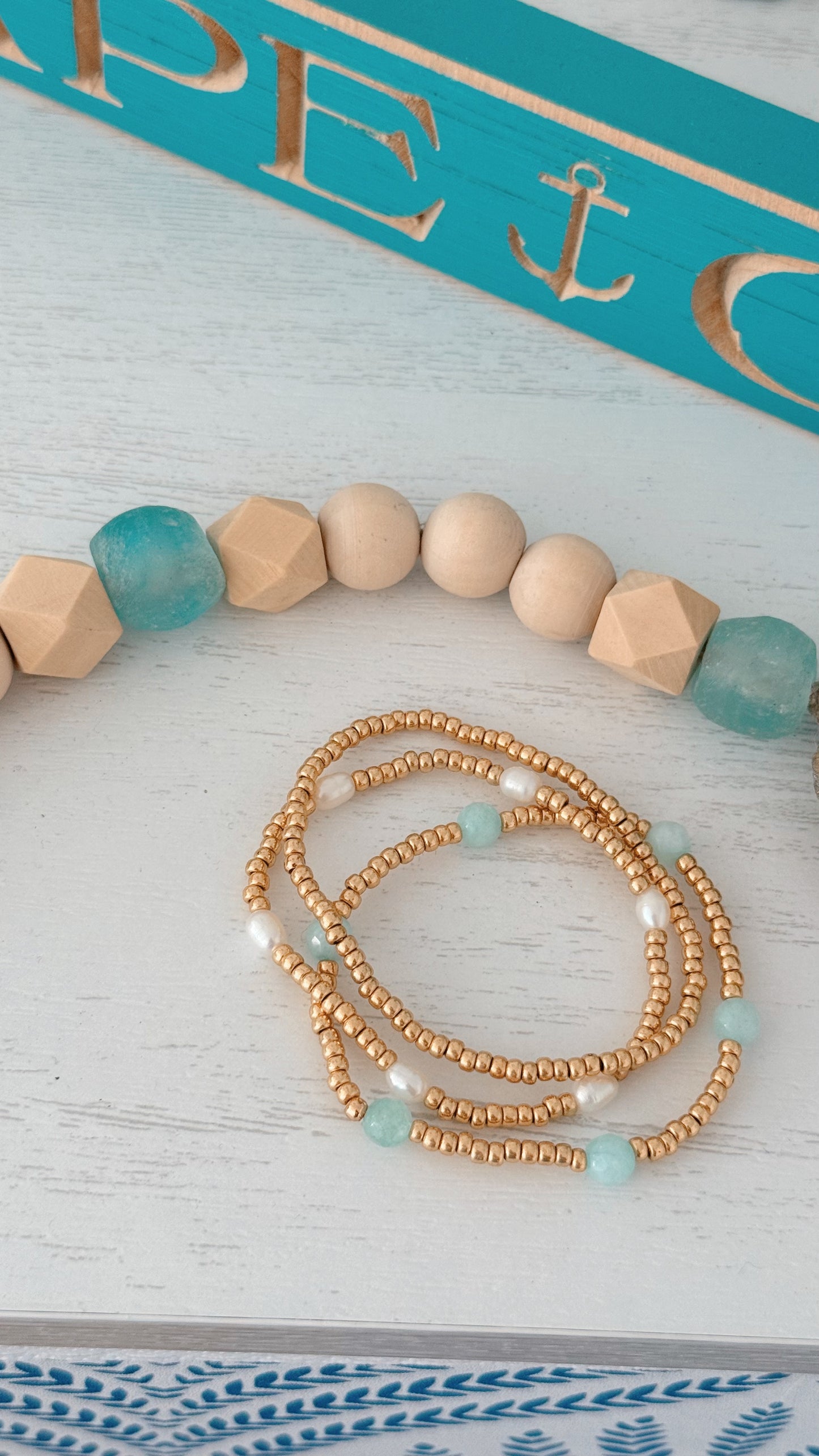 Boardwalk beaded bracelet stack