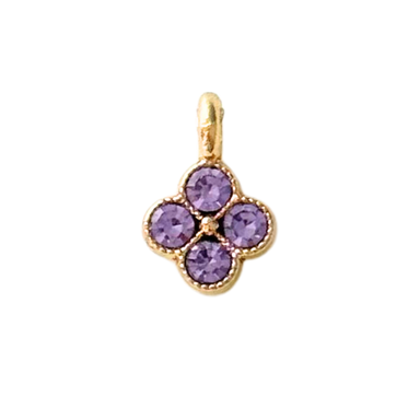 Tiny Purple CZ Gem Clover Charm