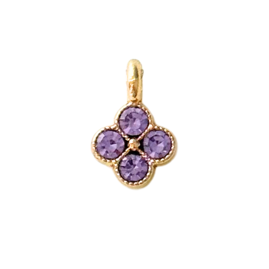 Tiny Purple CZ Gem Clover Charm